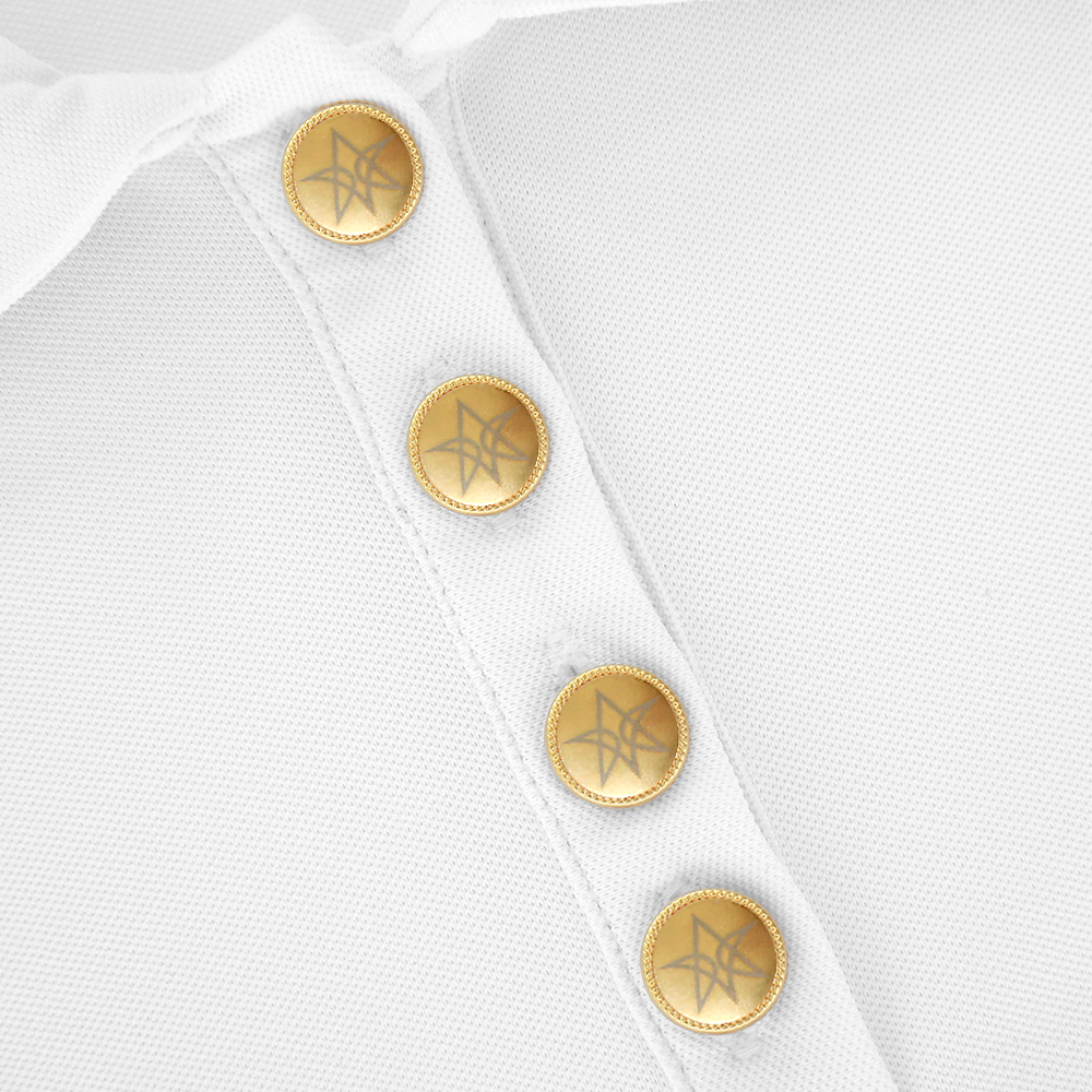 VERALUCE Golf Aster Gold Button Short-Sleeved Shirt White