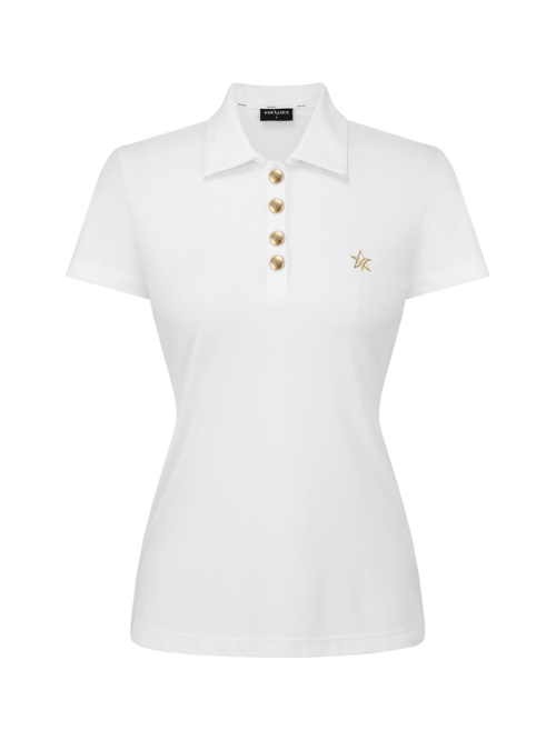 VERALUCE Golf Aster Gold Button Short-Sleeved Shirt White