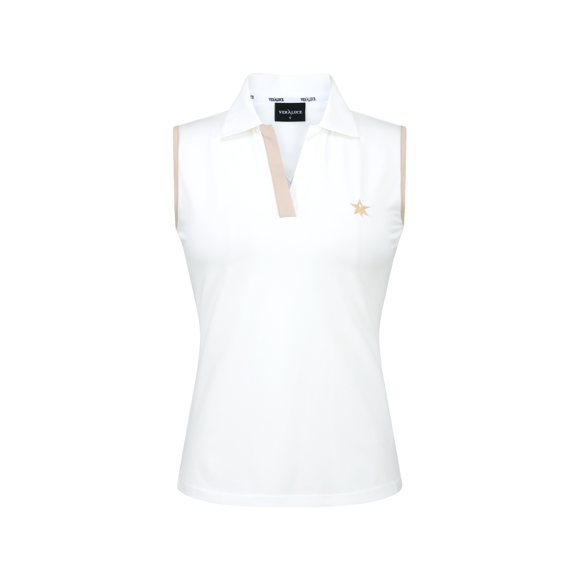 VERALUCE Golf Vivian Open Two Tone Sleeveless Shirt White