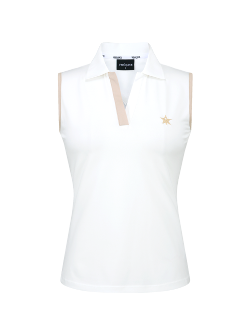 VERALUCE Golf Vivian Open Two Tone Sleeveless Shirt White
