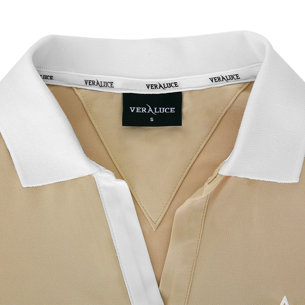 VERALUCE Golf Vivian Open Two Tone Sleeveless Shirt Beige