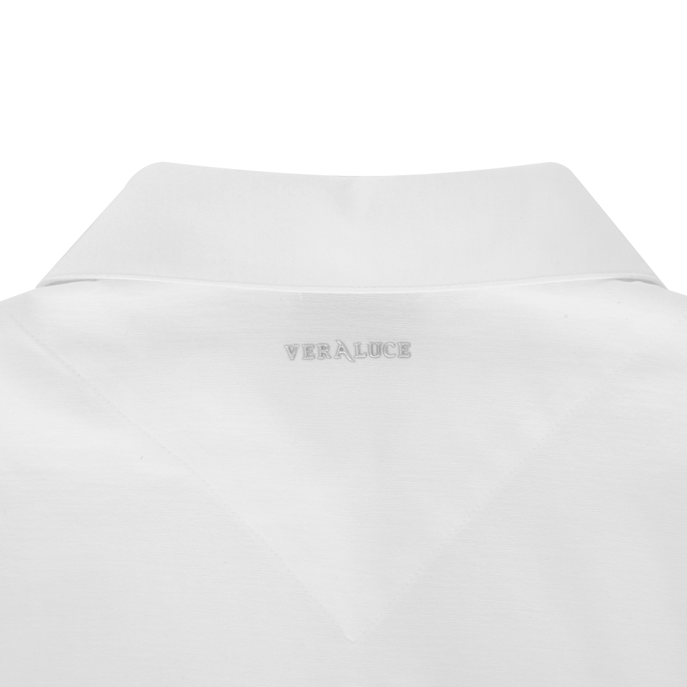 VERALUCE Golf Vivian Solid Big Collar Sleeveless Shirt White