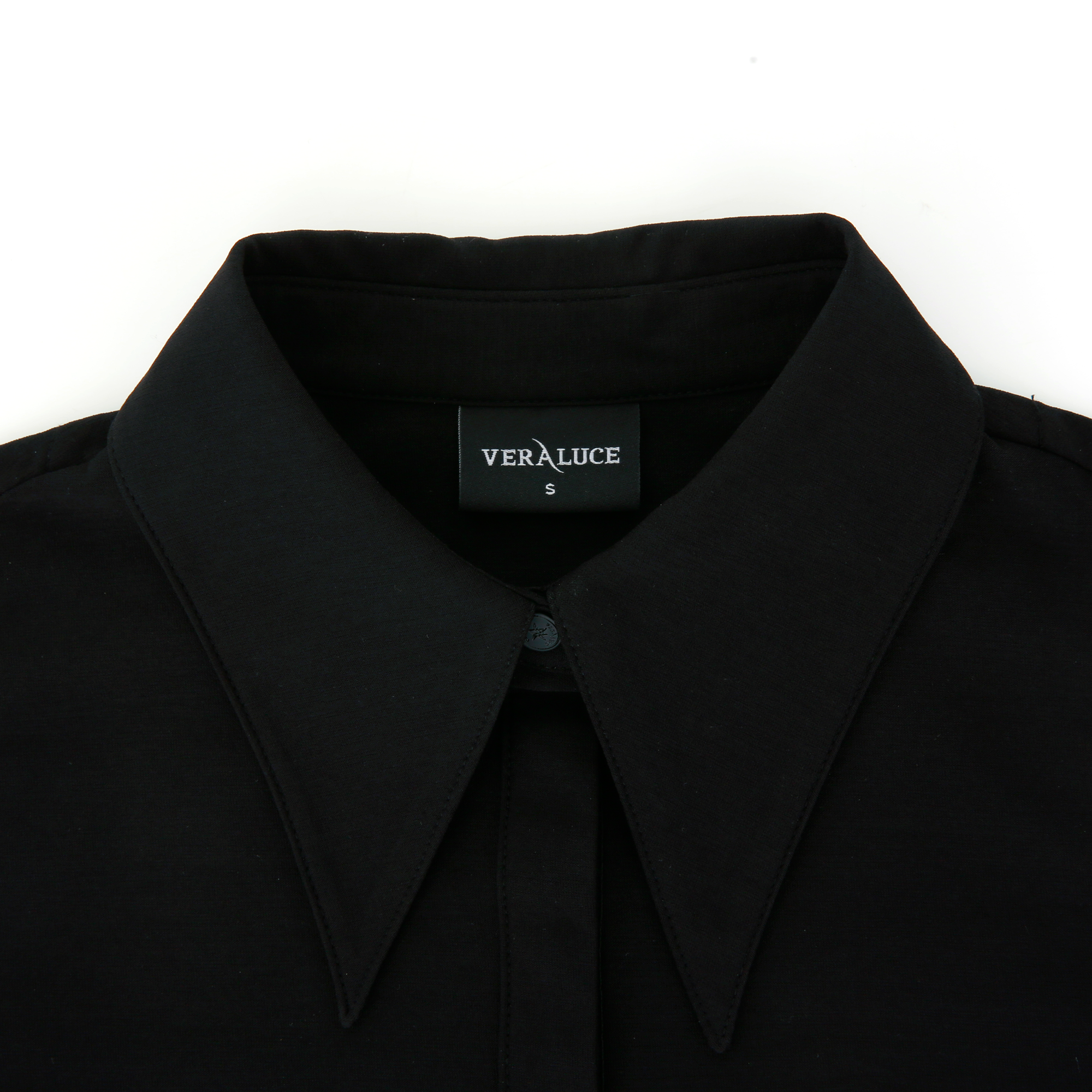 VERALUCE Golf Vivian Solid Big Collar Sleeveless Shirt Black