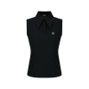 VERALUCE Golf Vivian Solid Big Collar Sleeveless Shirt Black