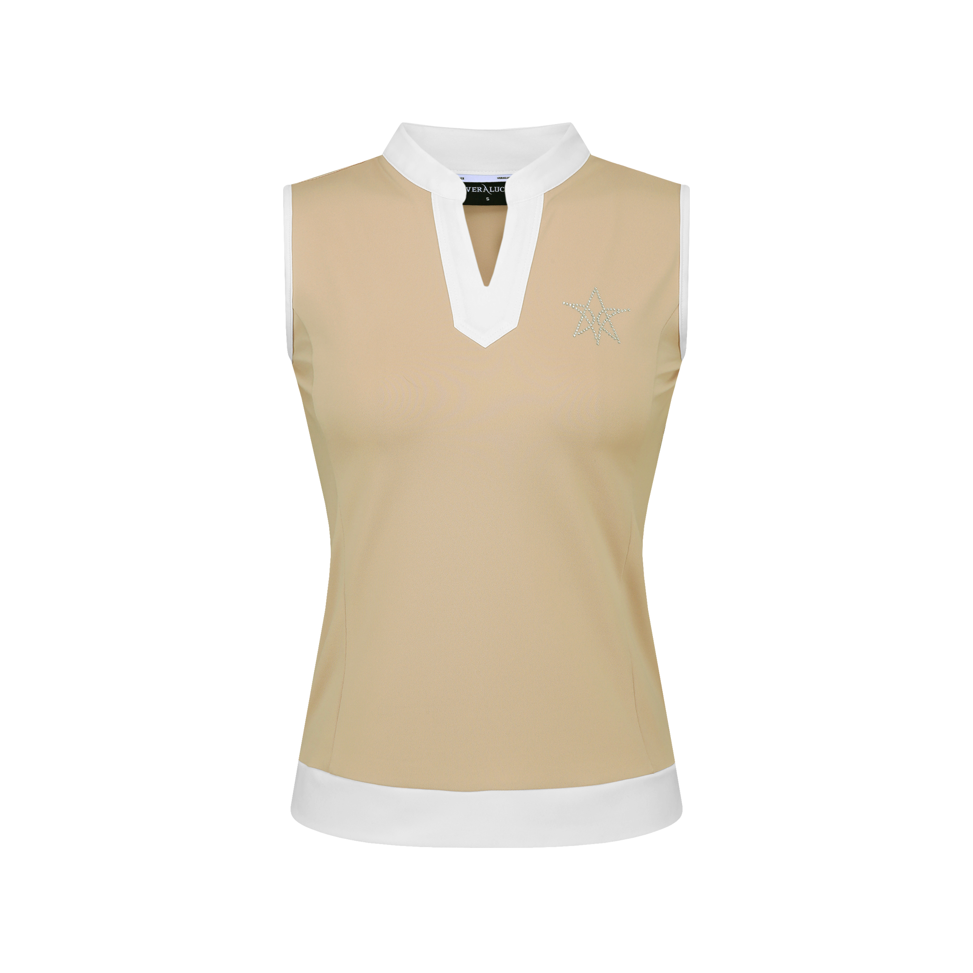 VERALUCE Golf Vivian V-neck Sleeveless Shirt Beige