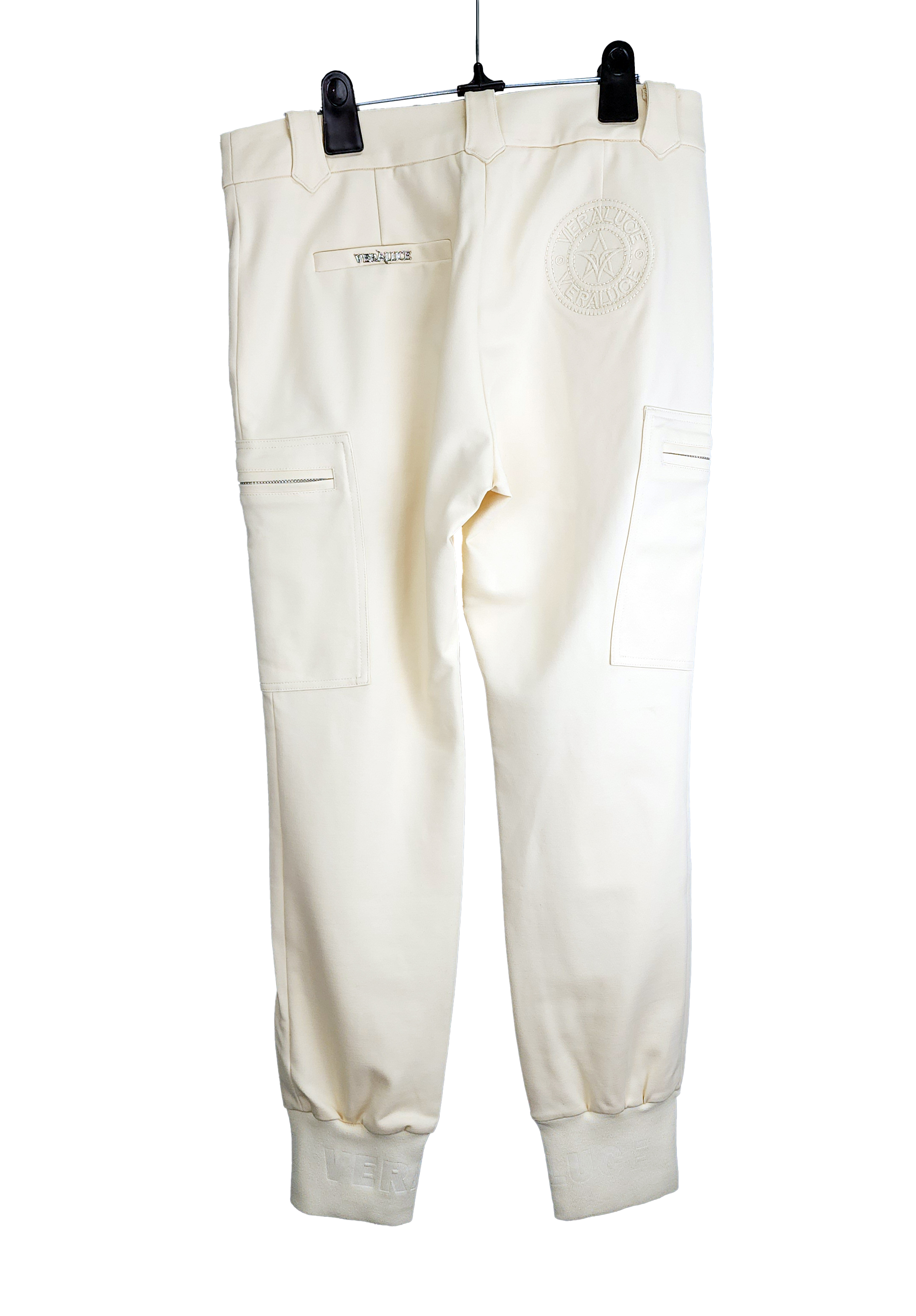 VERALUCE Golf Astin embroidered logo spandex jogger pants Ivory
